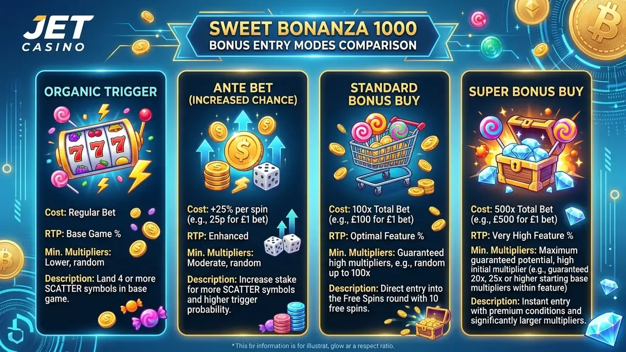 sweet bonanza 1000 bonus buy options and multipliers comparison